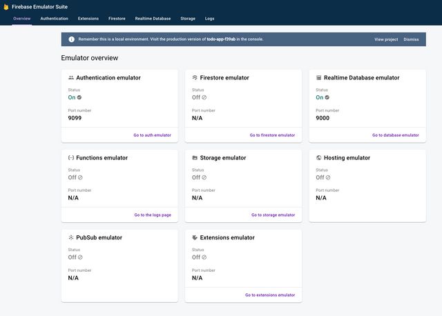 Screenshot of the Firebase Emulator UI