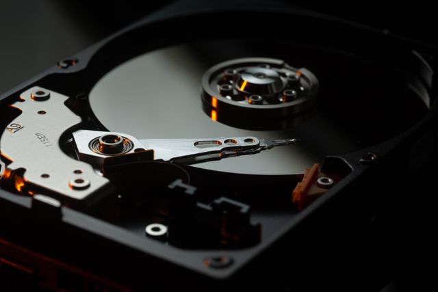 Close up of a computer hard drive